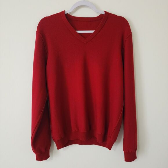 Brooks Brothers Stretch Mens Wool-Blend V-Neck Pullover Sweater Red Size M - Picture 3 of 8